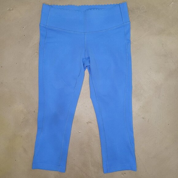 [NWOT] NEW BALANCE X J.CREW Capri Leggings Blue Scallop Waist Size S - Picture 2 of 7